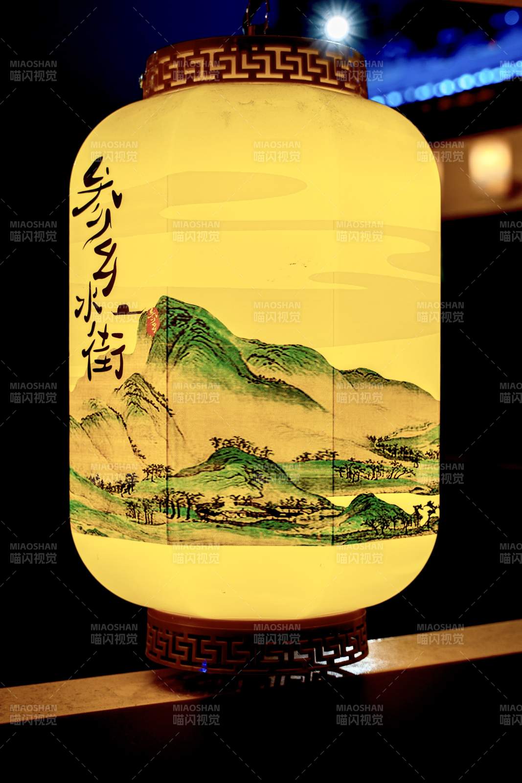 山水画灯笼图片