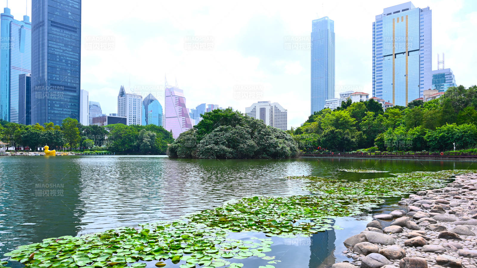 城市湖景风光图片