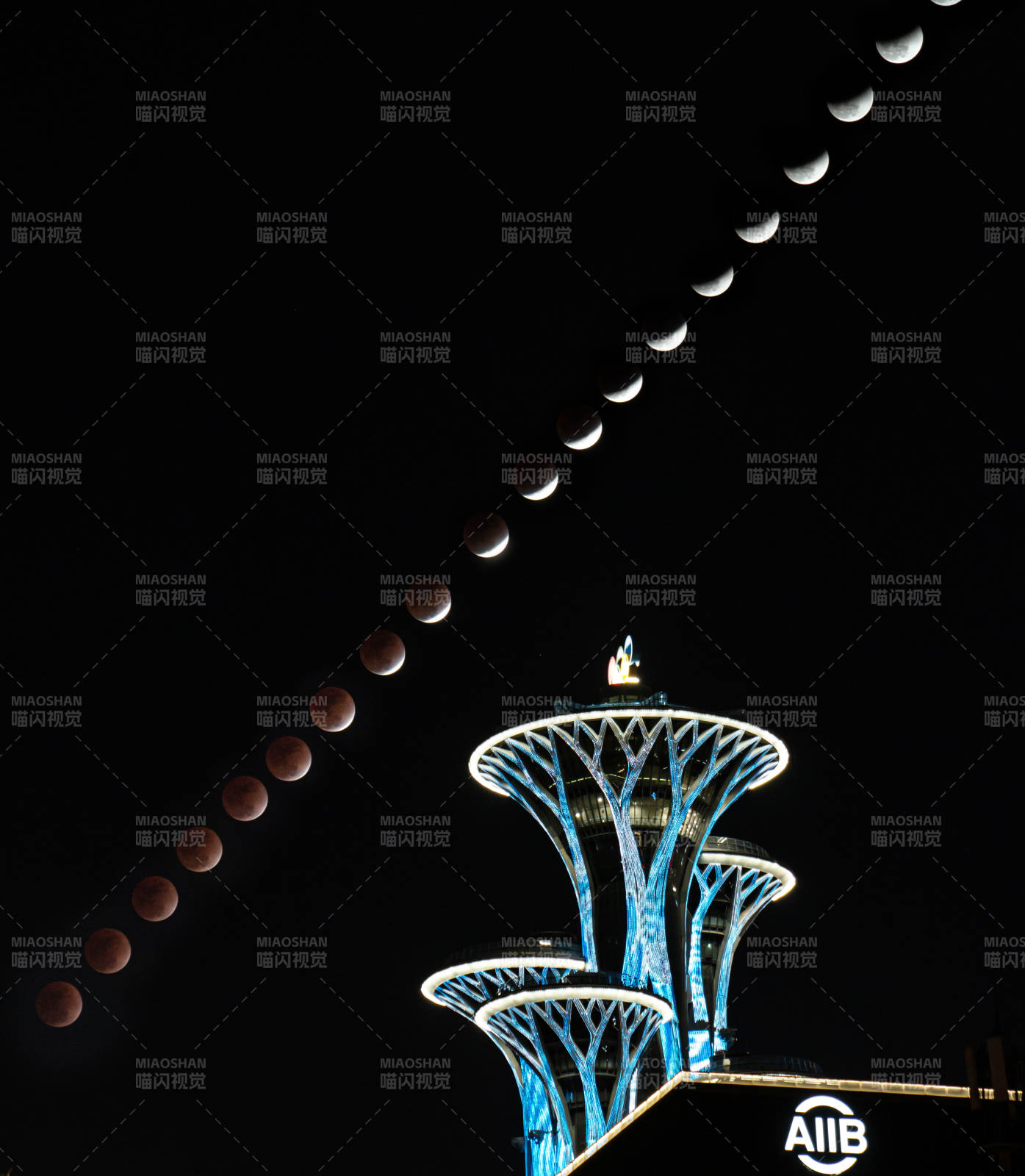 月食奇观夜景图片