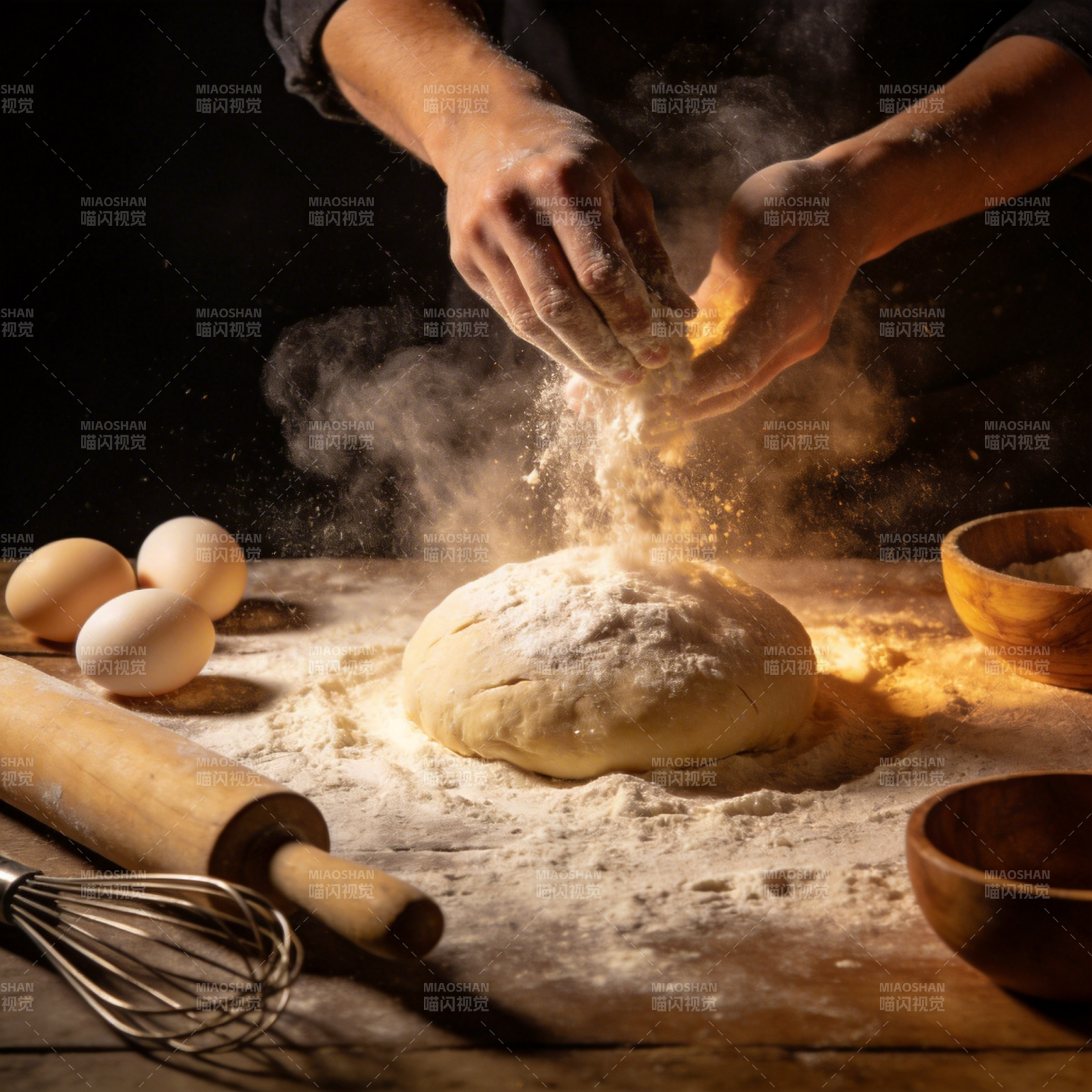 揉面撒粉瞬间图片