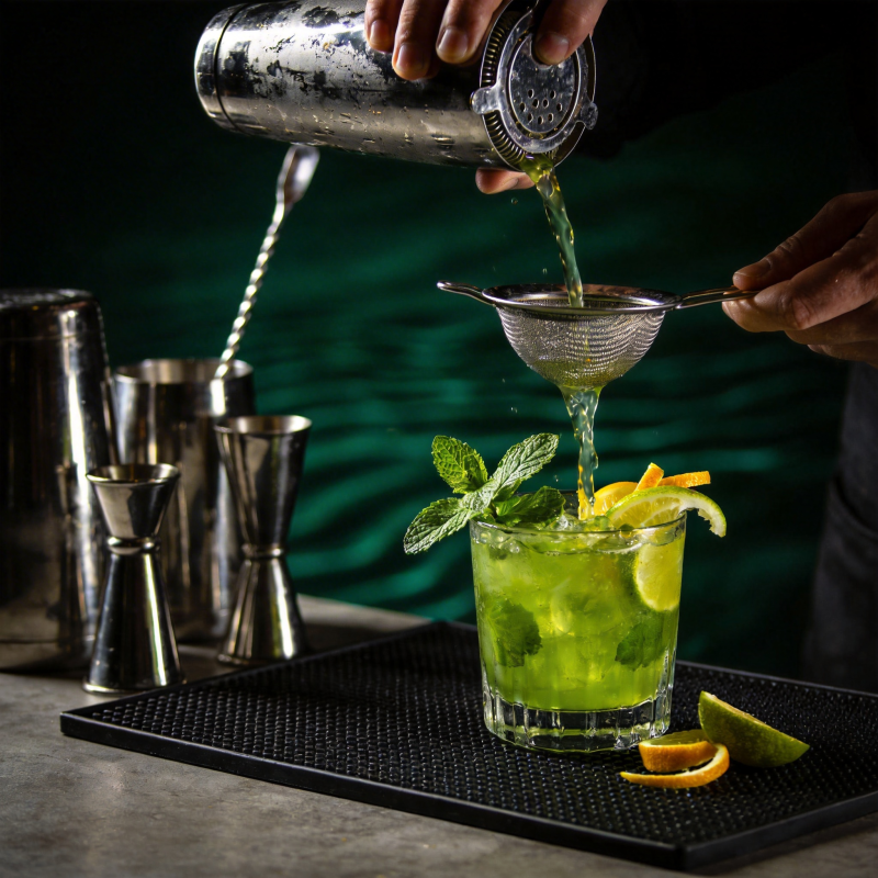 调酒师倾倒鸡尾酒图片