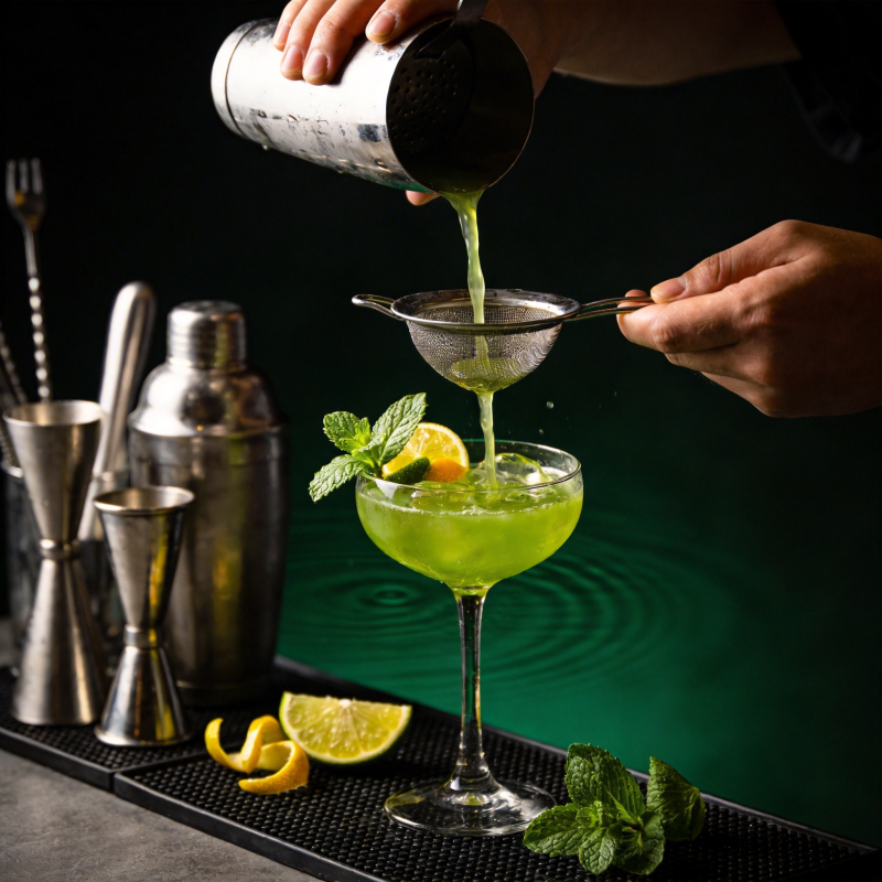调酒师斟制青柠鸡尾酒图片