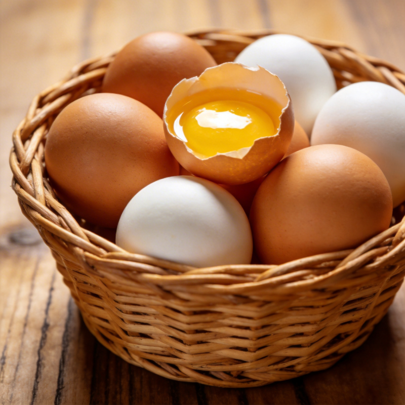 篮中鸡蛋 一颗已破图片