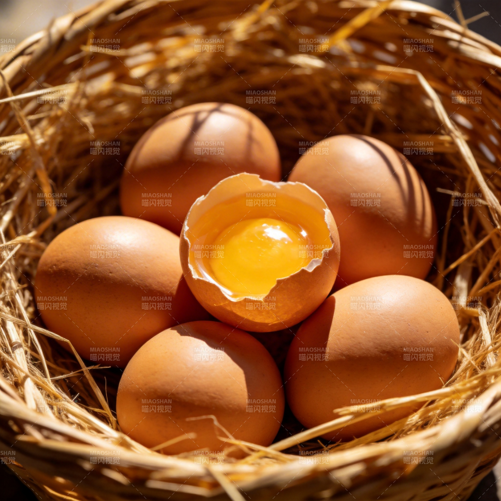 蛋篮中的新鲜鸡蛋图片