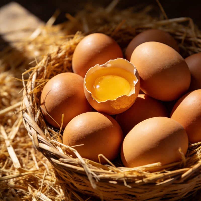 新鲜鸡蛋篮中卧图片