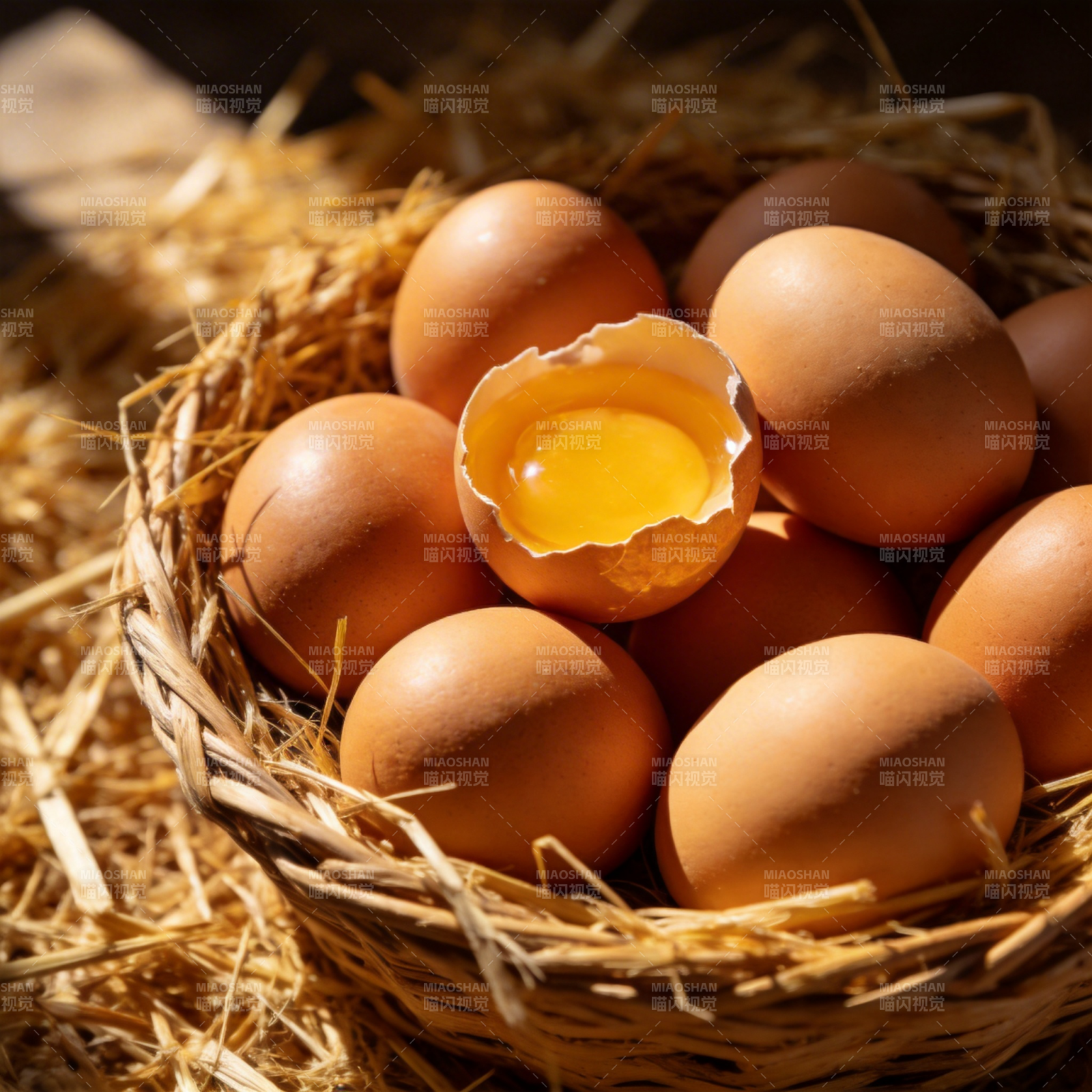 新鲜鸡蛋篮中卧图片