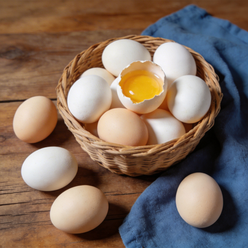 新鲜鸡蛋篮中盛图片