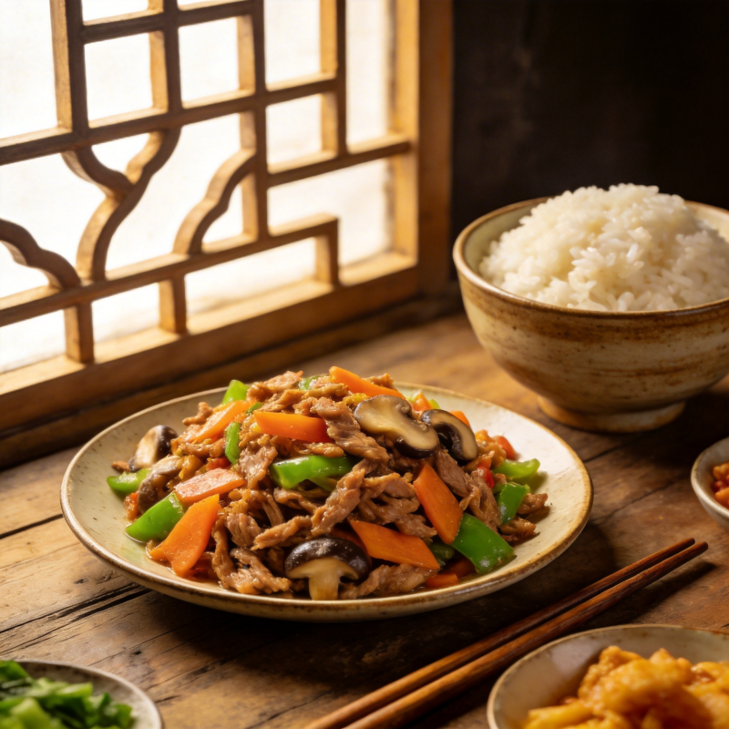 中式炒菜配白饭图片