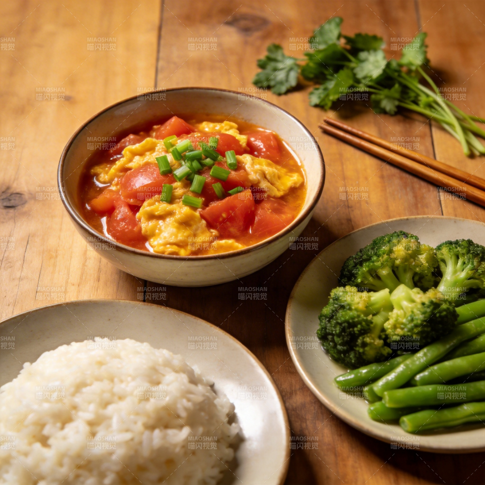 番茄蛋羹配饭菜图片