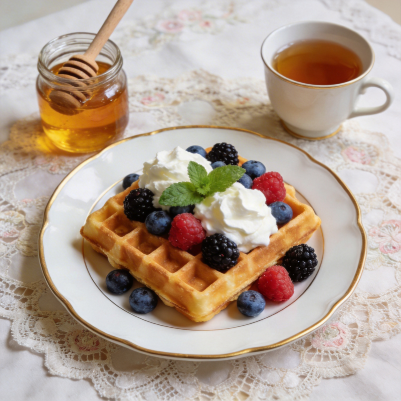 美味华夫饼配浆果图片