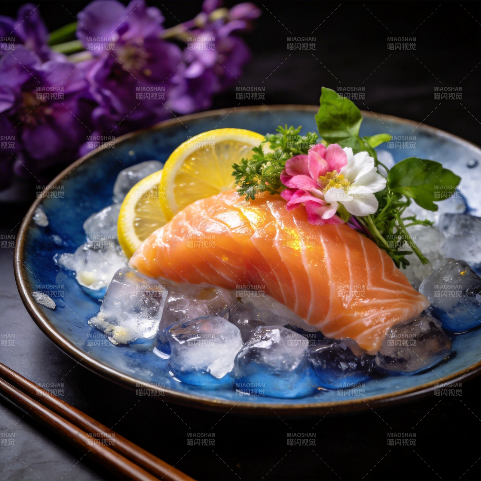 冰镇三文鱼刺身图片