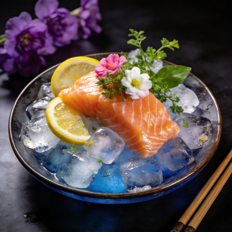 冰镇三文鱼刺身图片