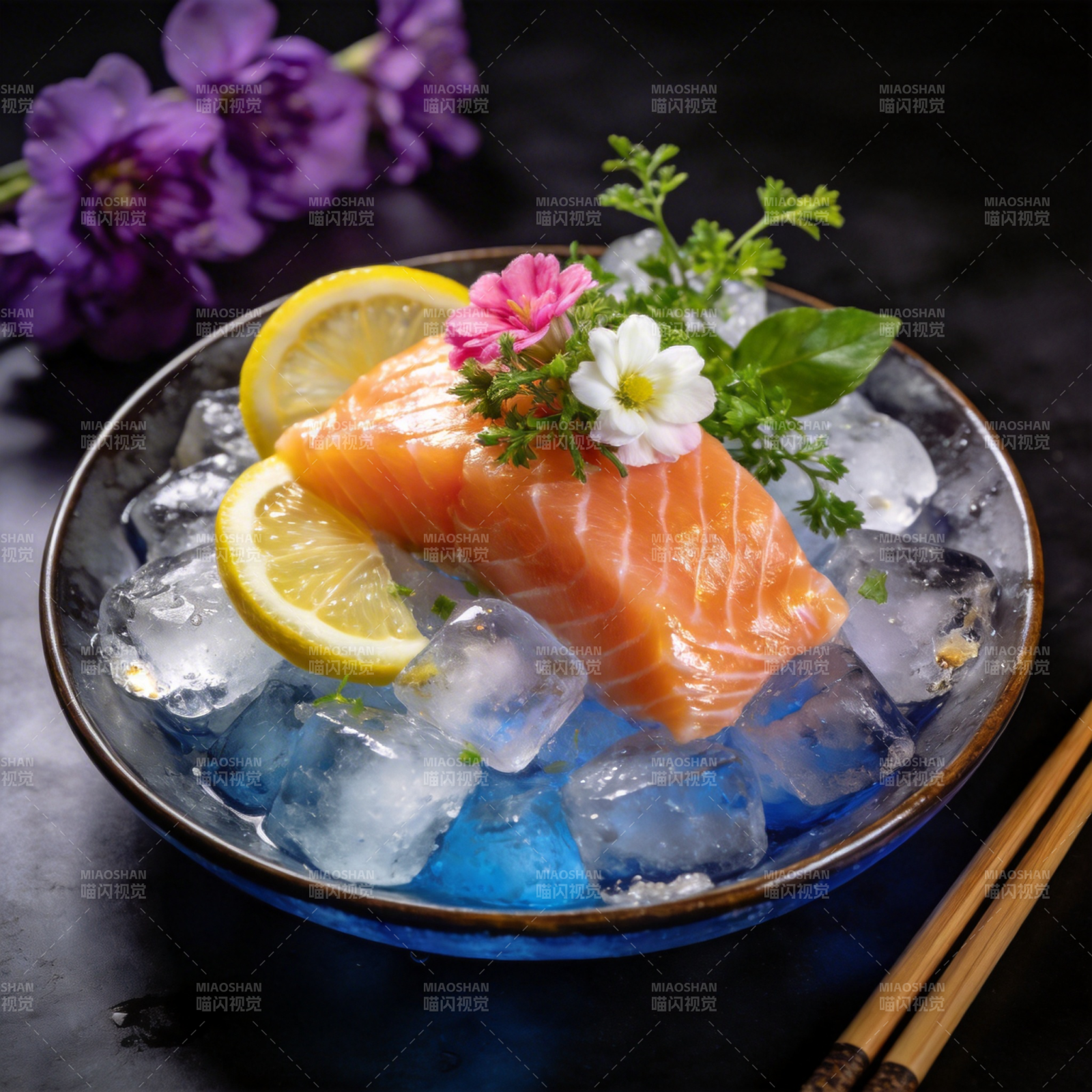 冰镇三文鱼刺身图片