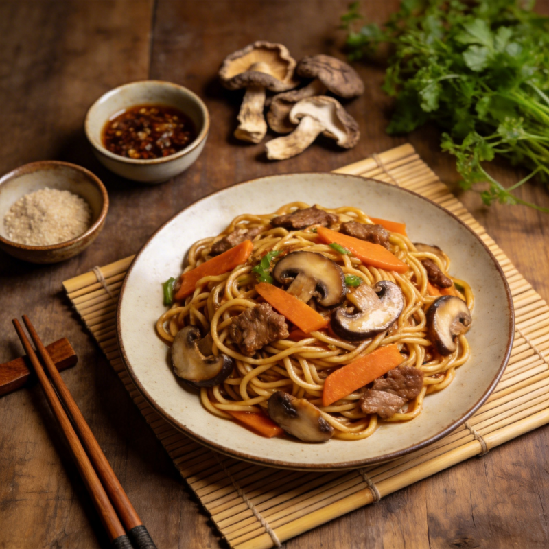 香菇牛肉炒面图片