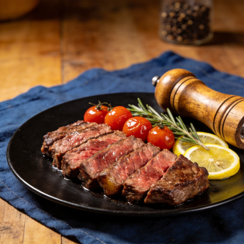 牛排配番茄柠檬图片