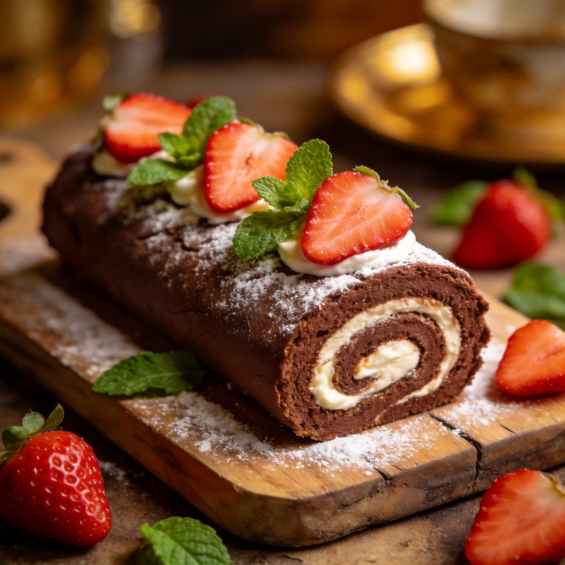 巧克力草莓卷图片