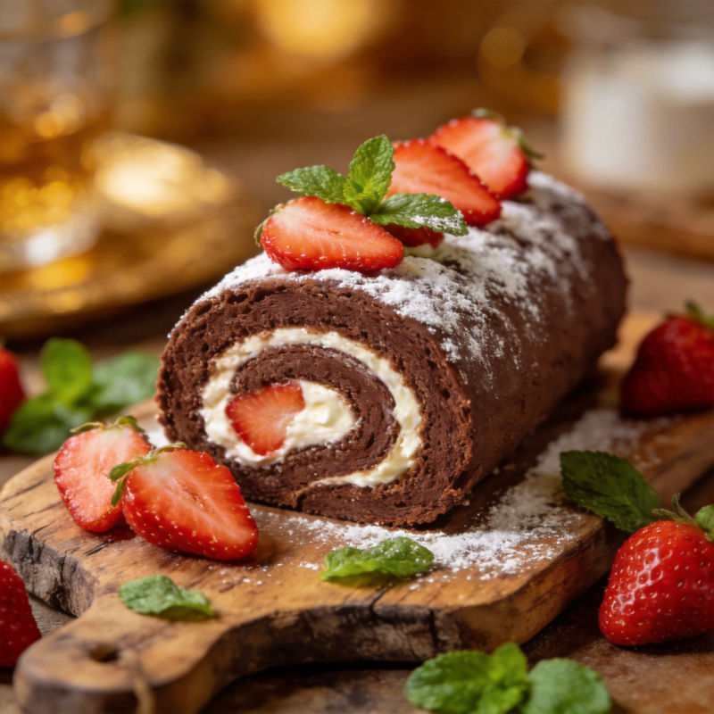 巧克力草莓卷图片