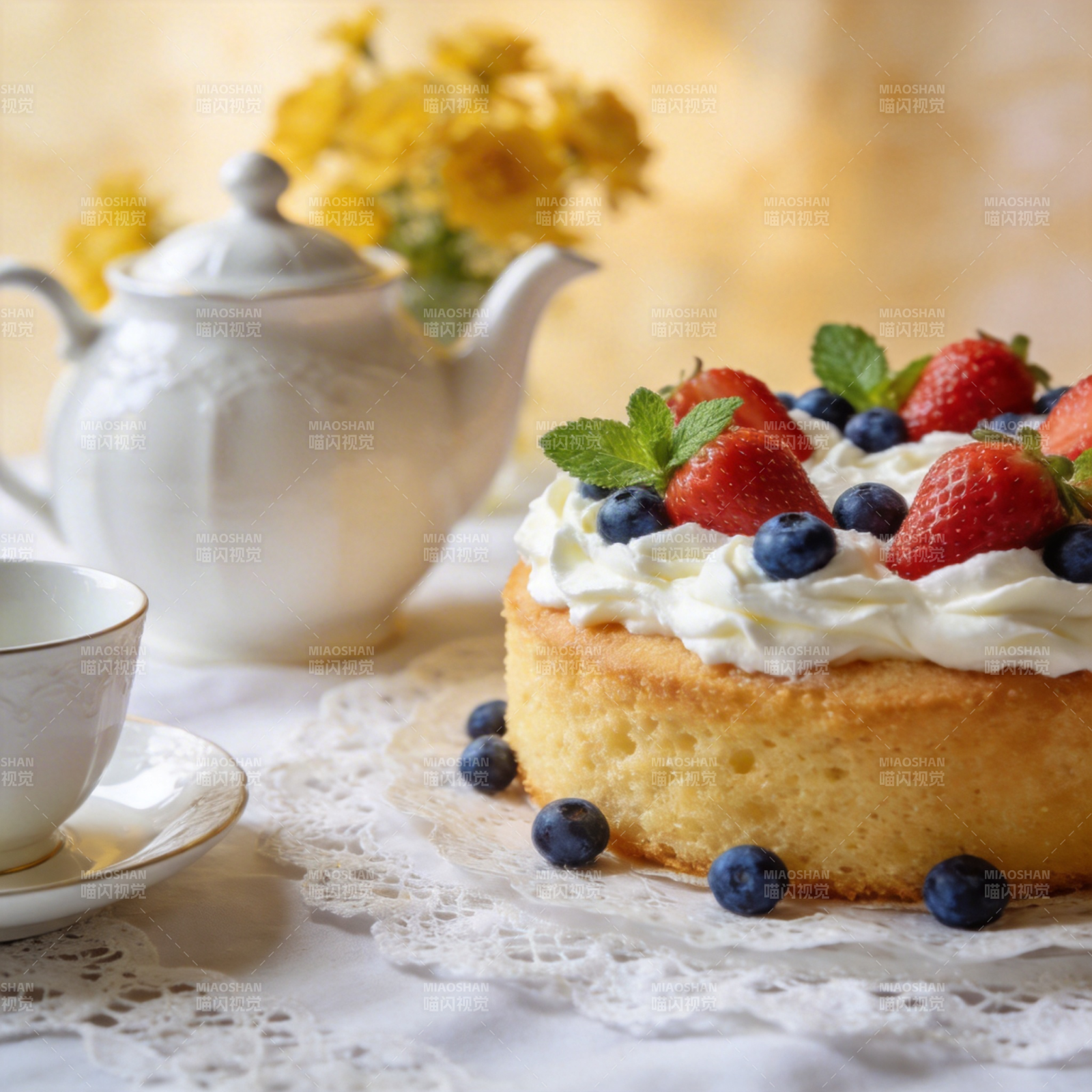 莓果奶油蛋糕图片