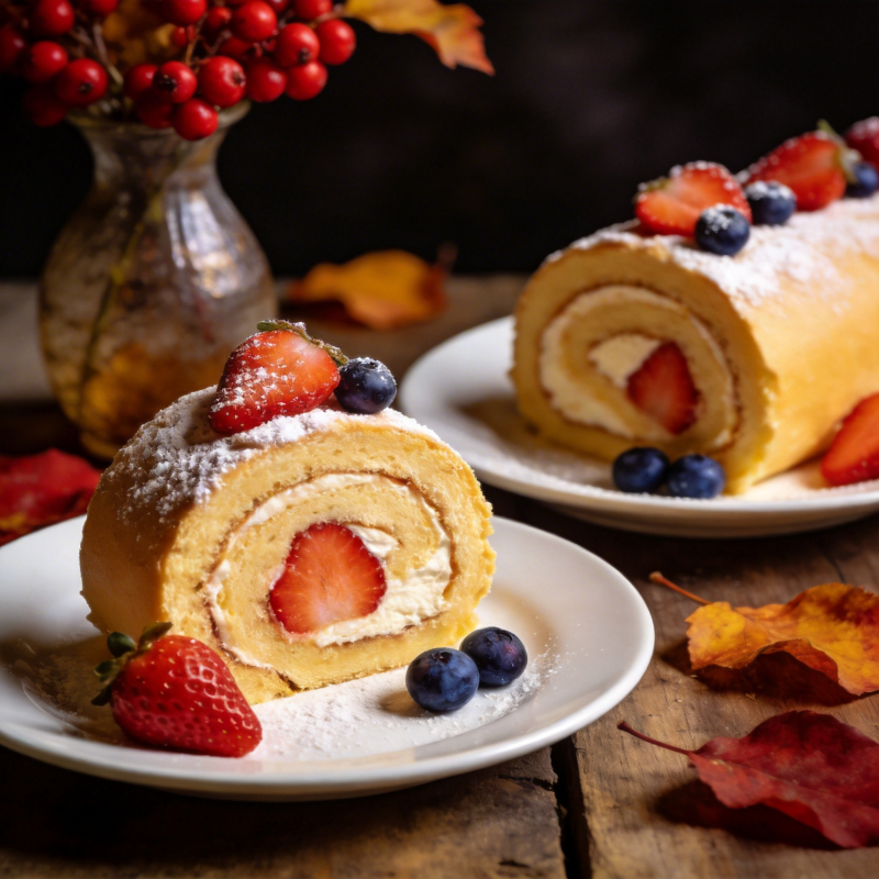 草莓奶油蛋糕卷图片