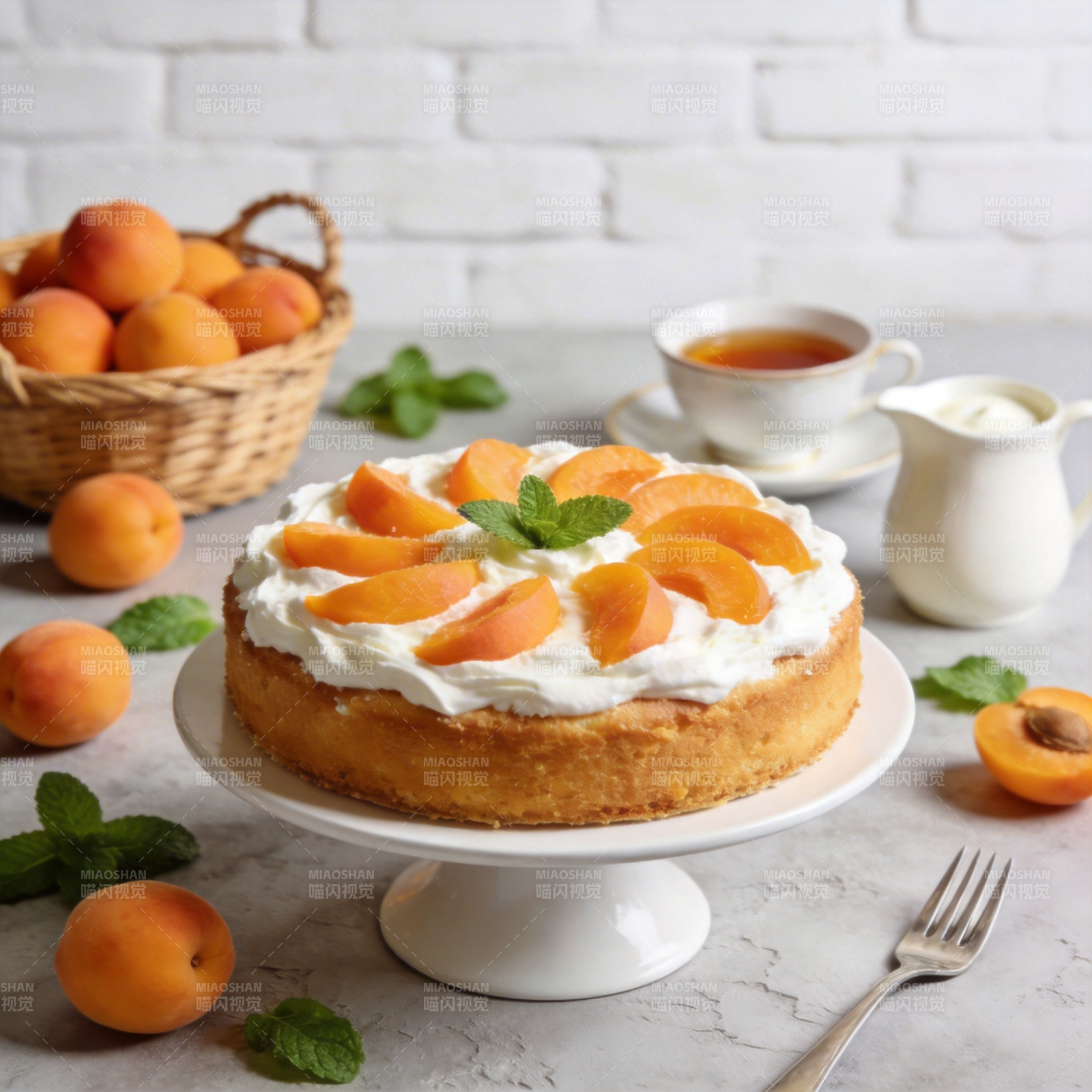 杏桃奶油蛋糕图片