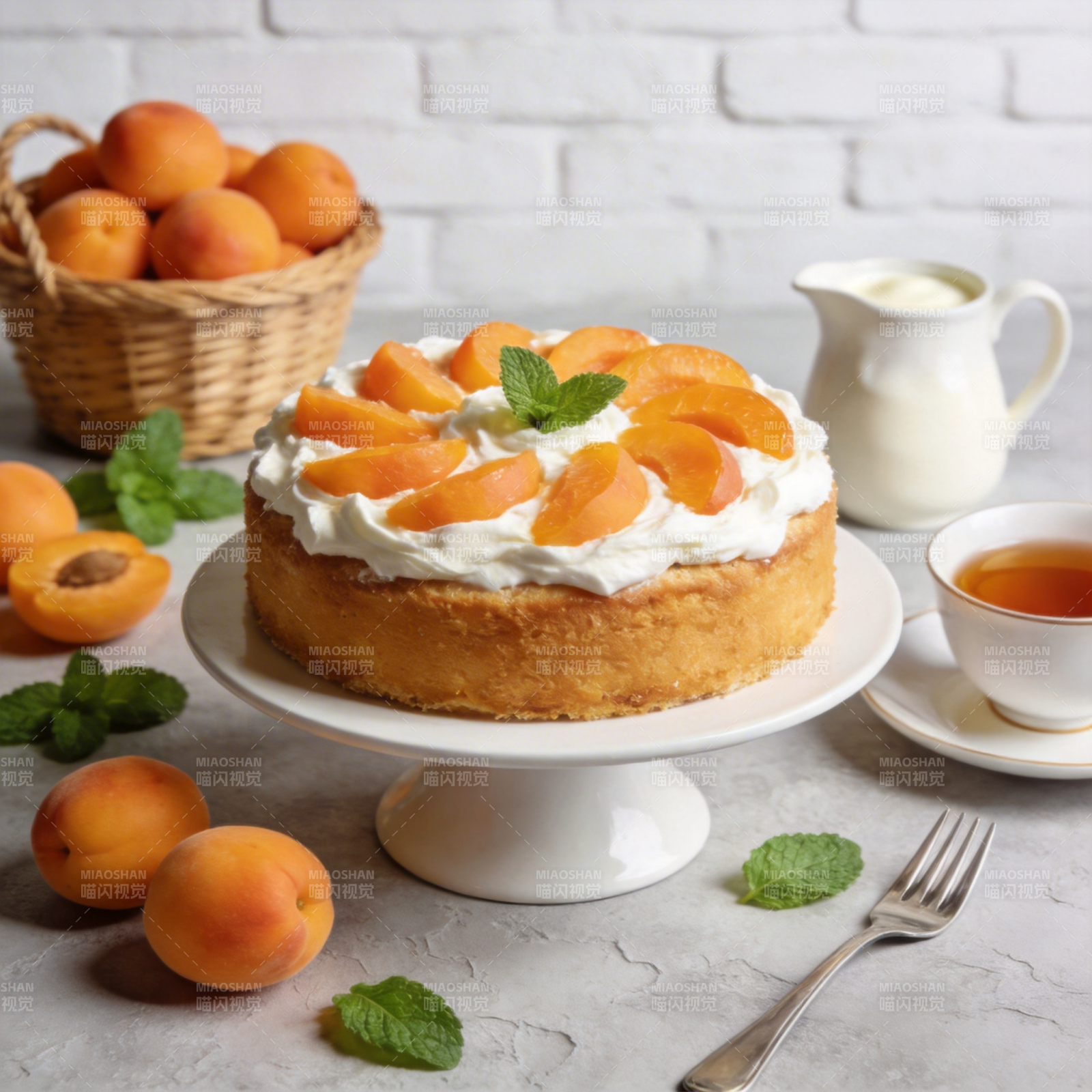 杏桃奶油蛋糕图片