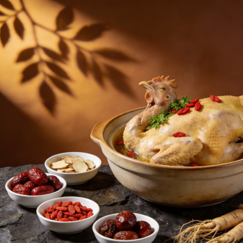 滋补鸡汤配药材图片