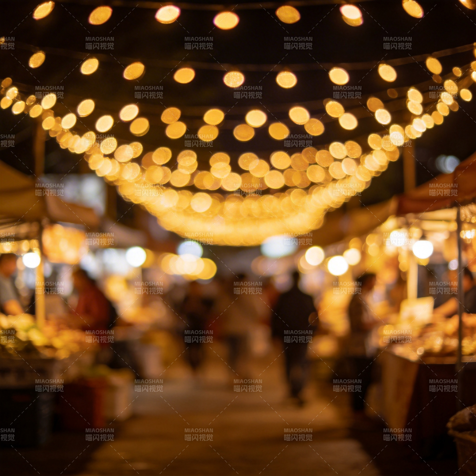 夜市灯火阑珊图片
