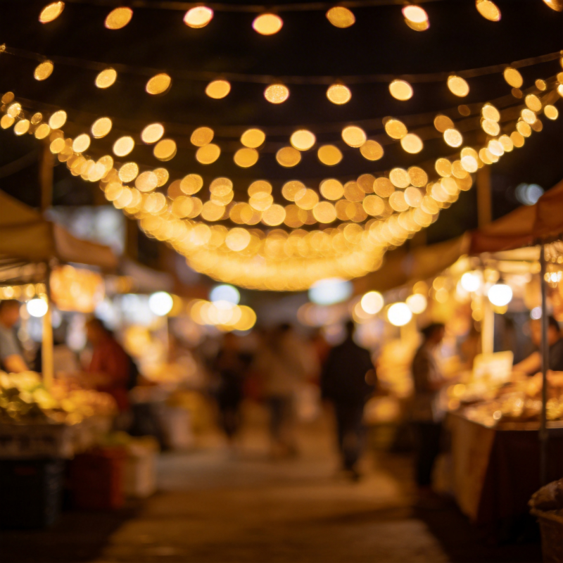 夜市灯火阑珊图片