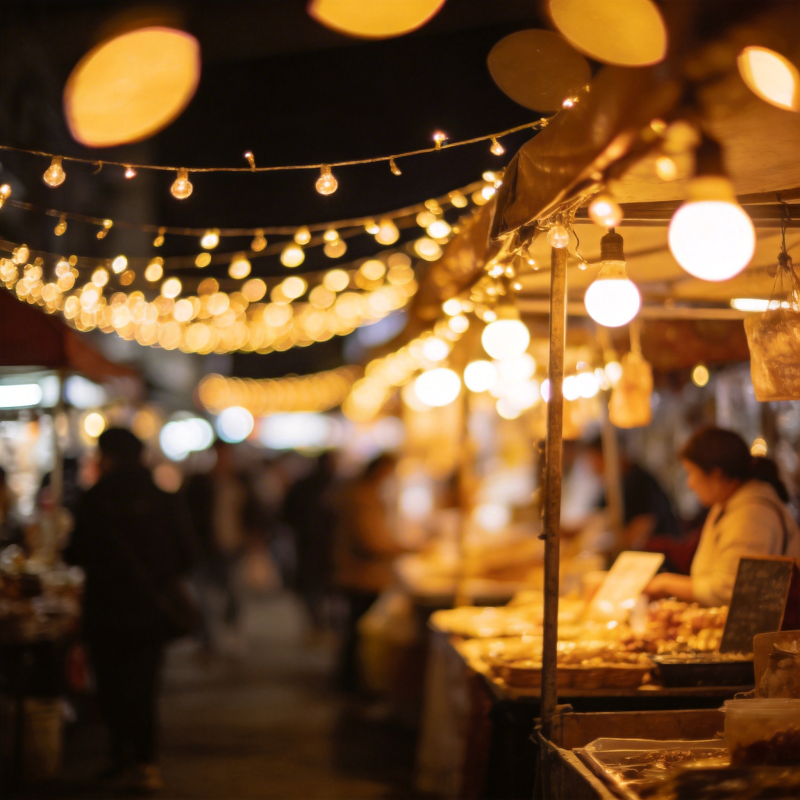 夜市灯火阑珊图片