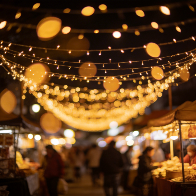 夜市灯火璀璨图片