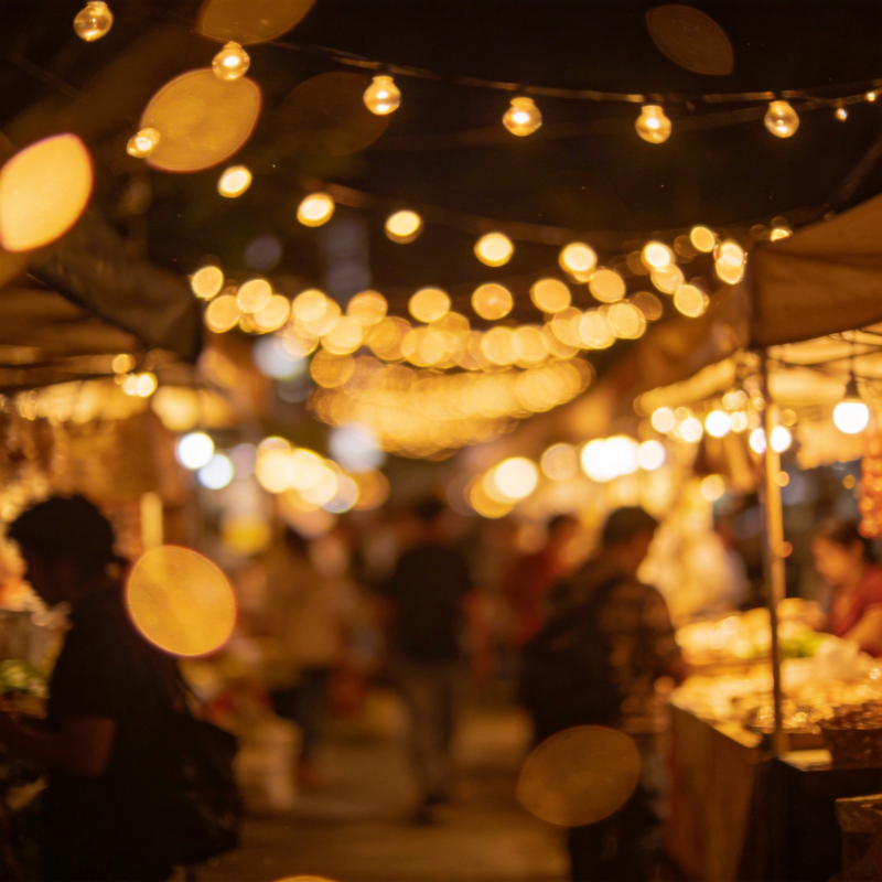 夜市灯火阑珊图片