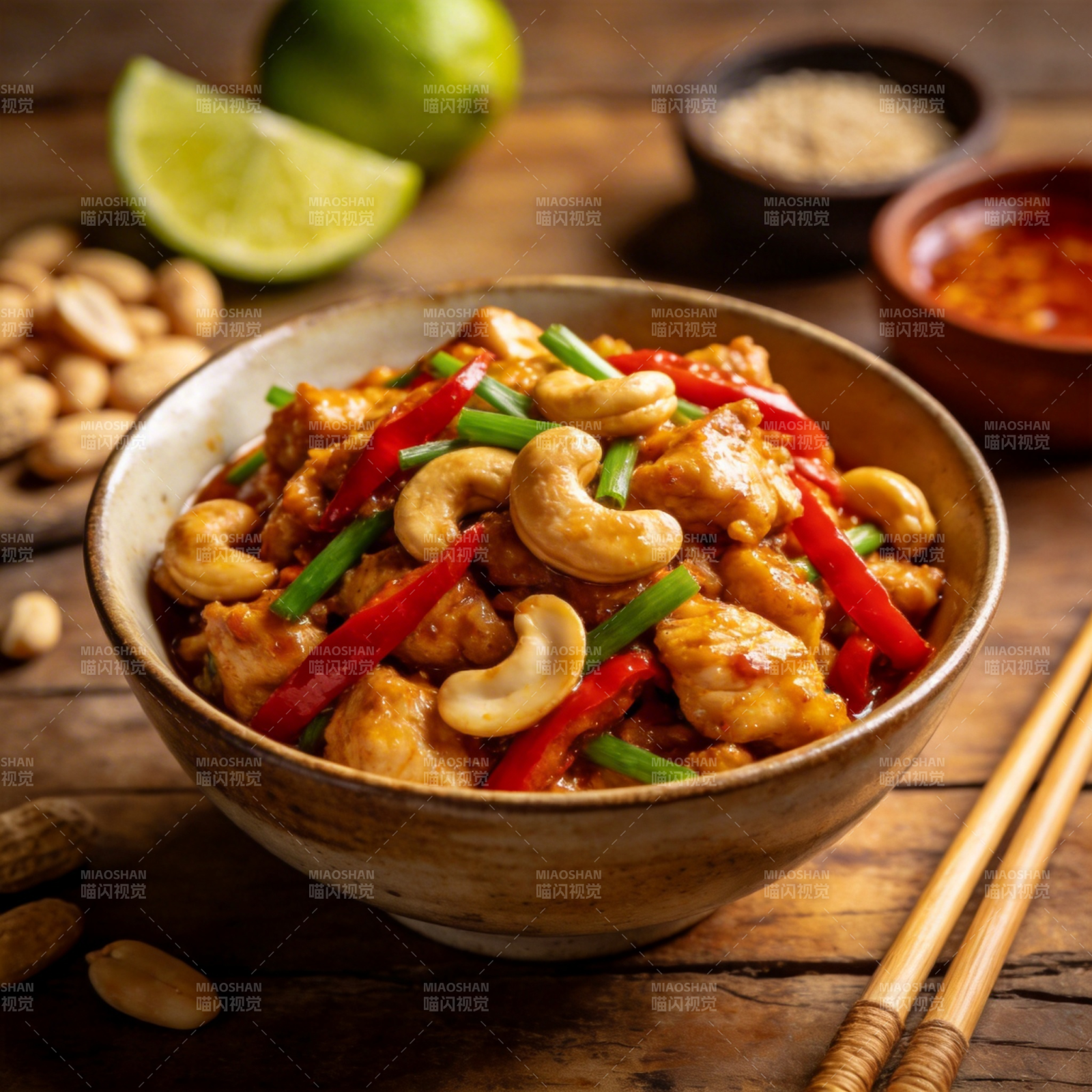 腰果鸡丁配彩椒图片