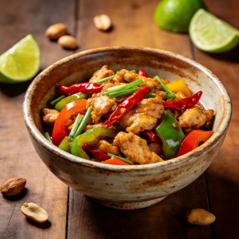 辣炒鸡丁配青红椒图片