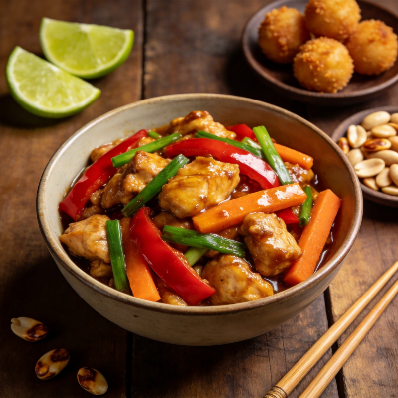 宫保鸡丁配青红椒图片