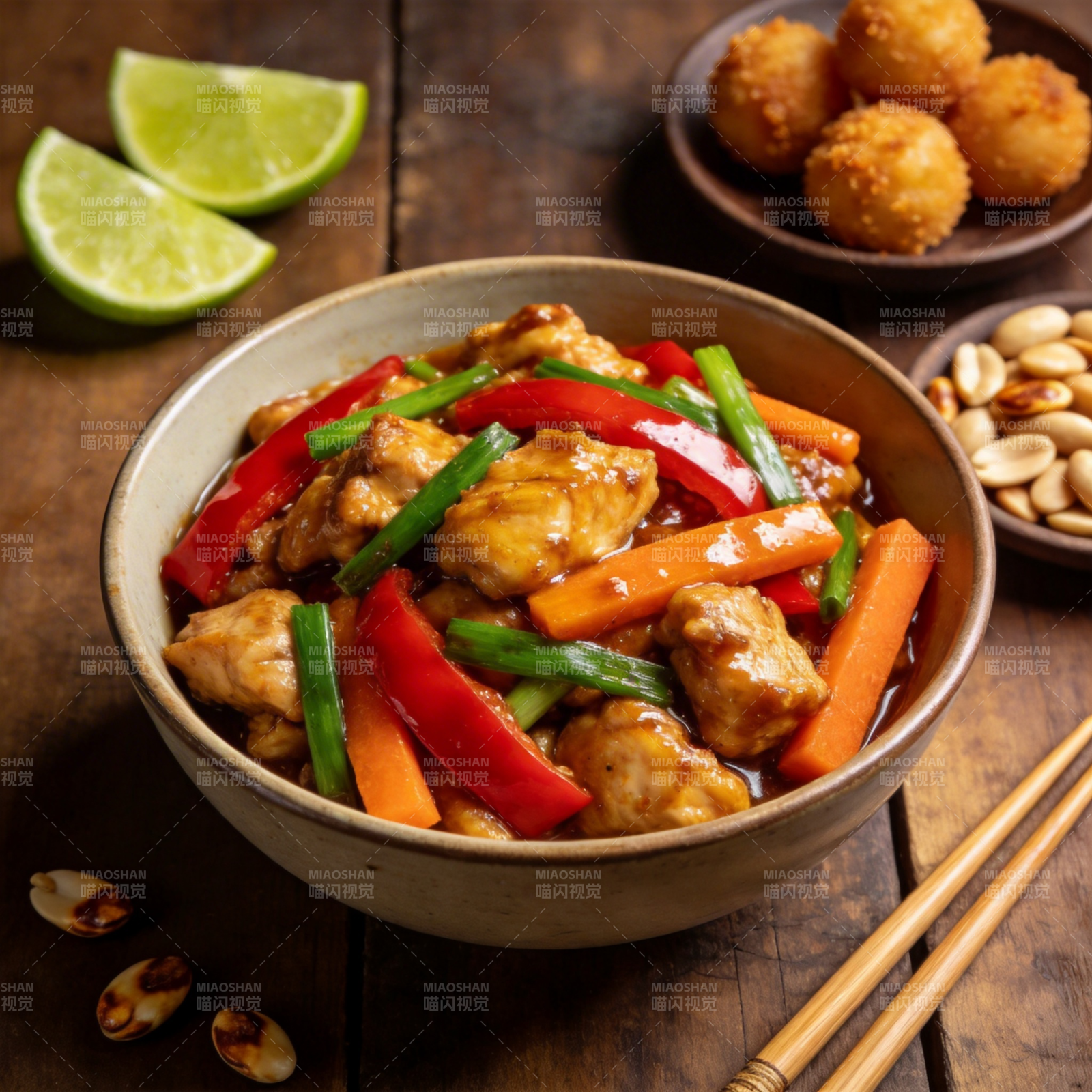 宫保鸡丁配青红椒图片