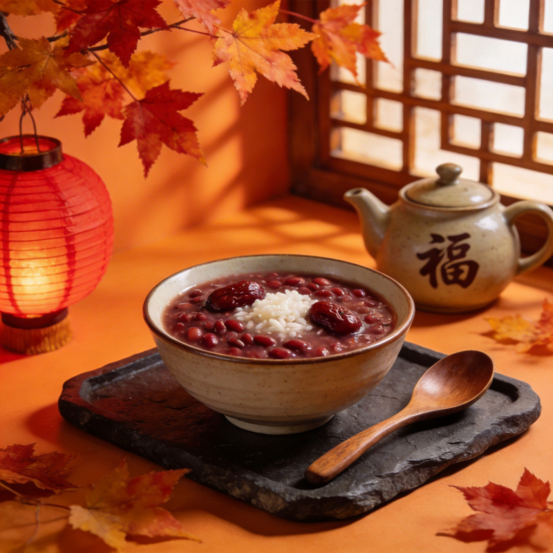 秋日红豆粥图片