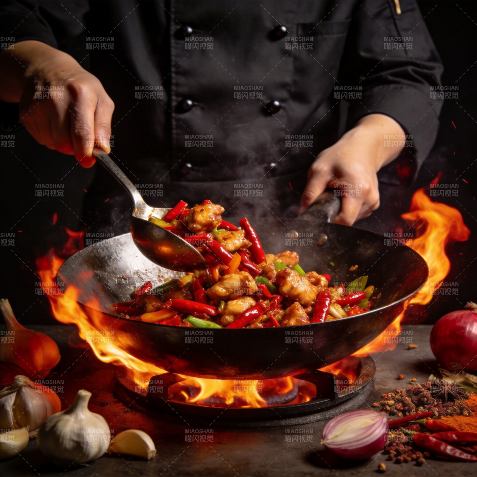 火焰炒鸡 香辣四溢图片