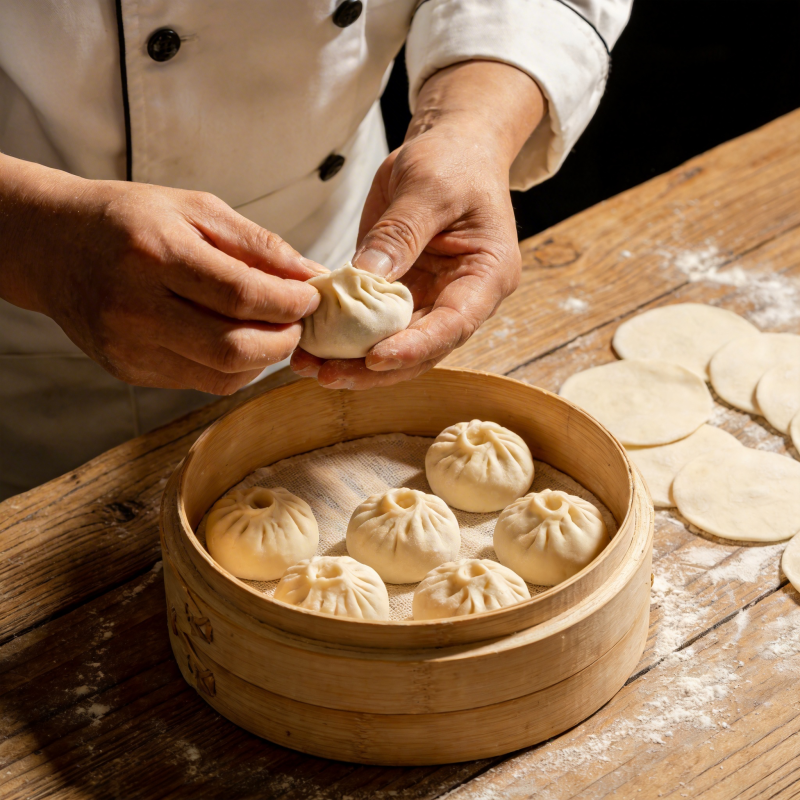 手工包制小笼包图片