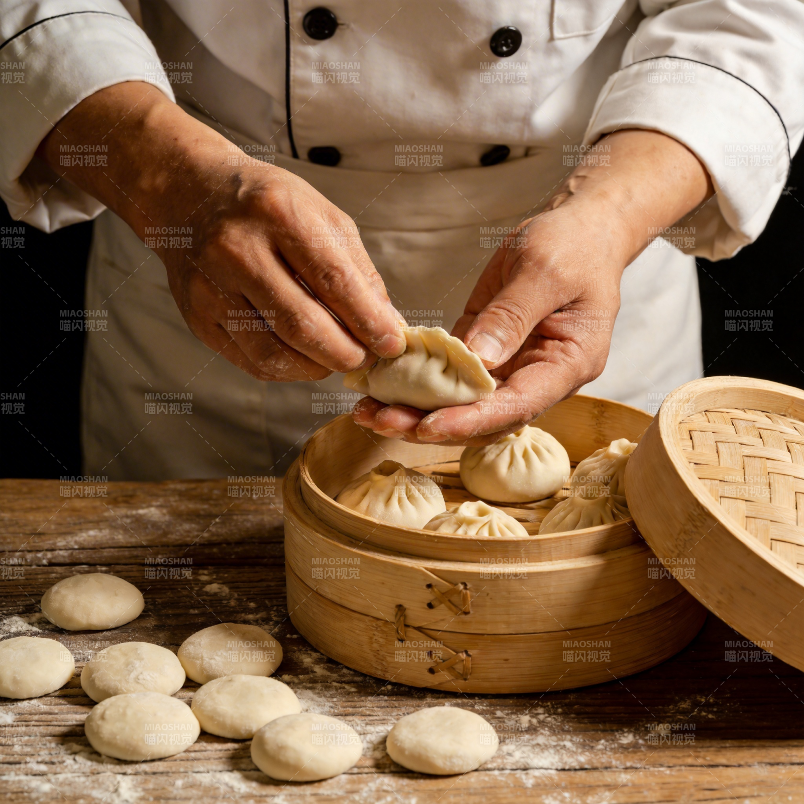 手工包制小笼包图片