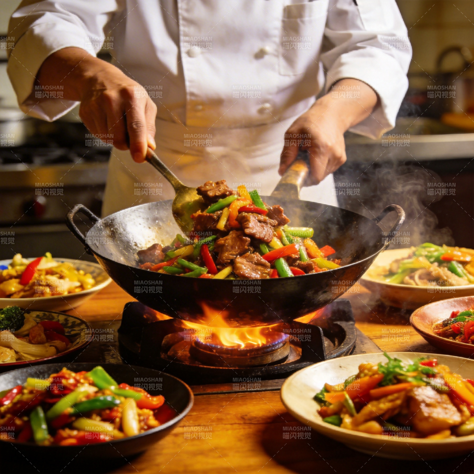 火焰炒菜 美味翻腾图片
