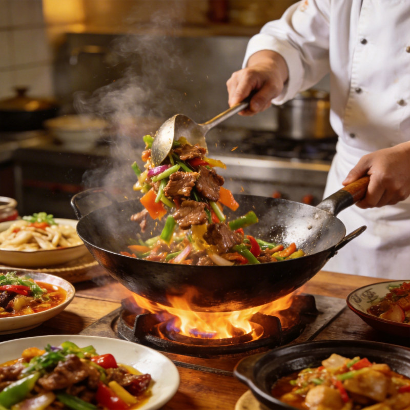 火焰炒菜 香气四溢图片