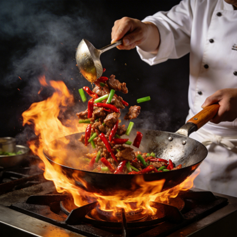 火焰炒肉 香气四溢图片