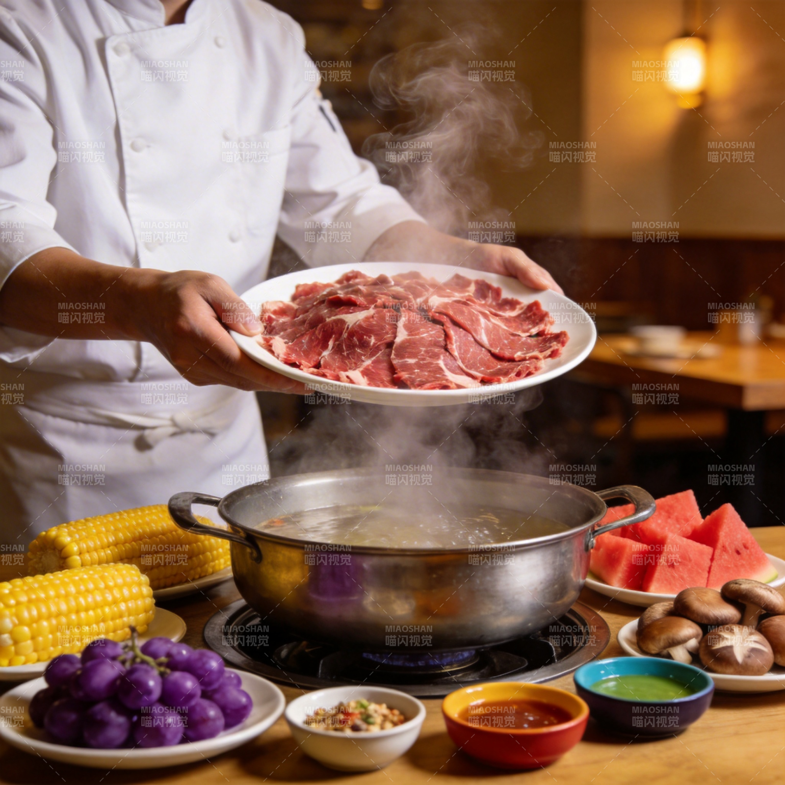 热气腾腾的火锅宴图片