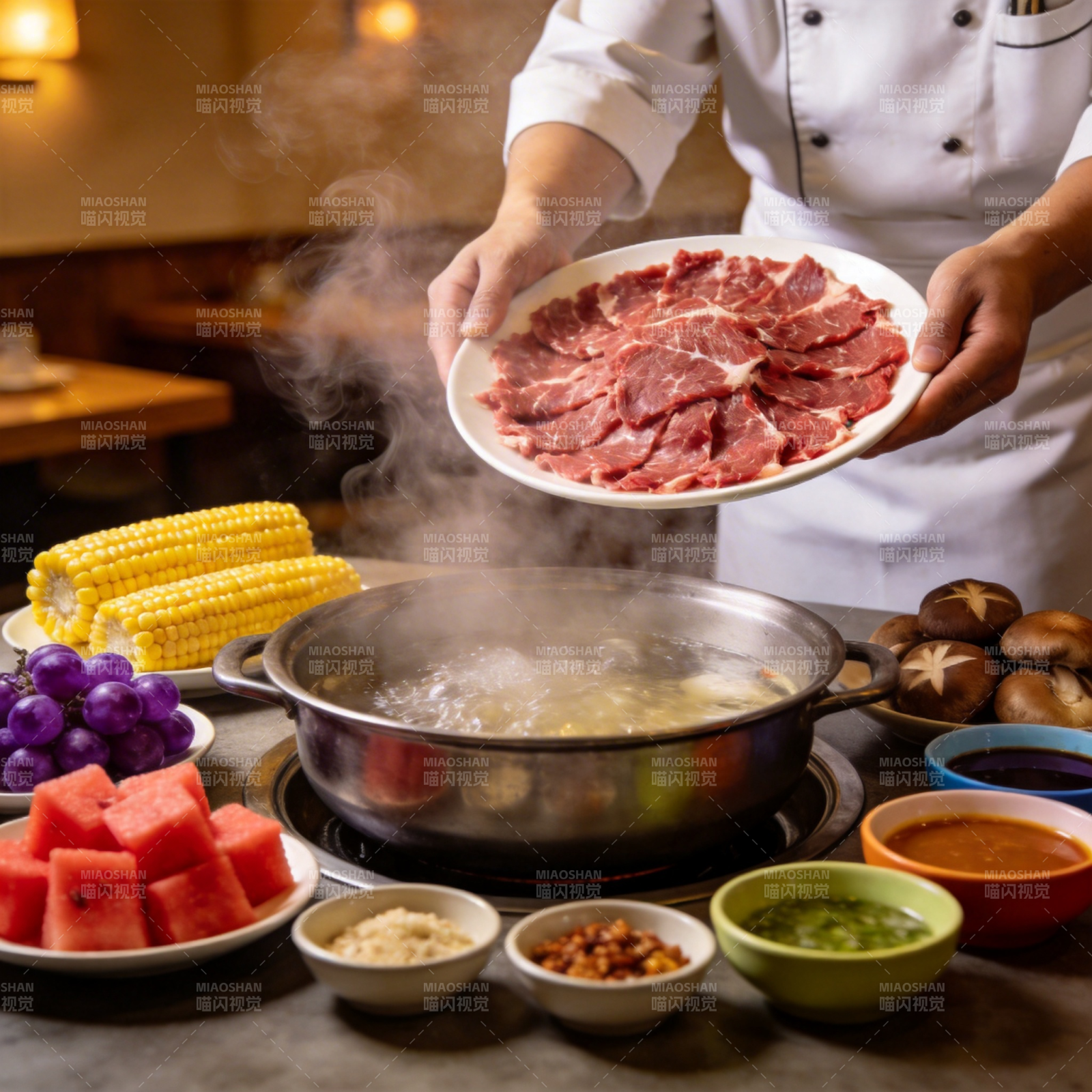 热气腾腾的火锅宴图片