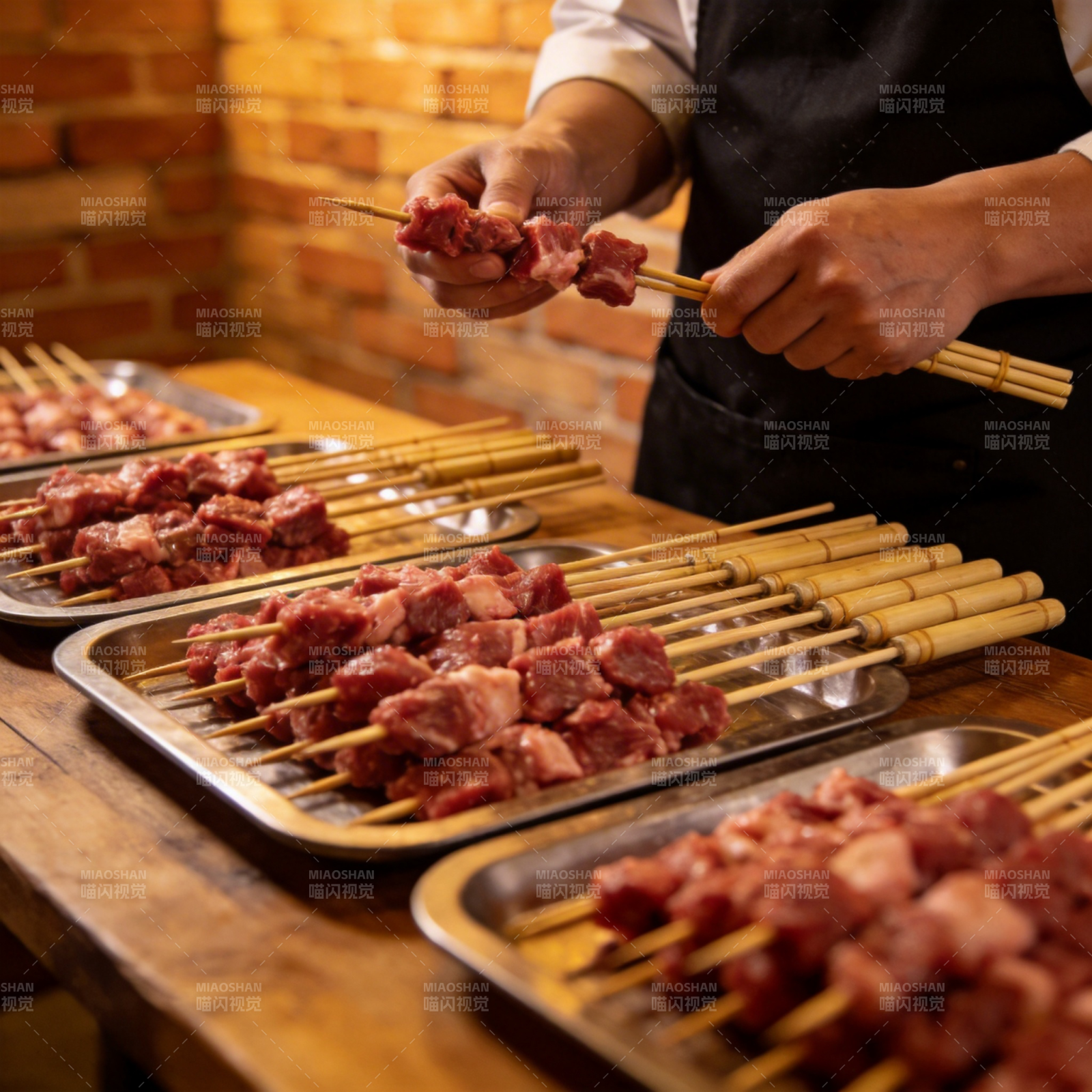串肉准备中图片