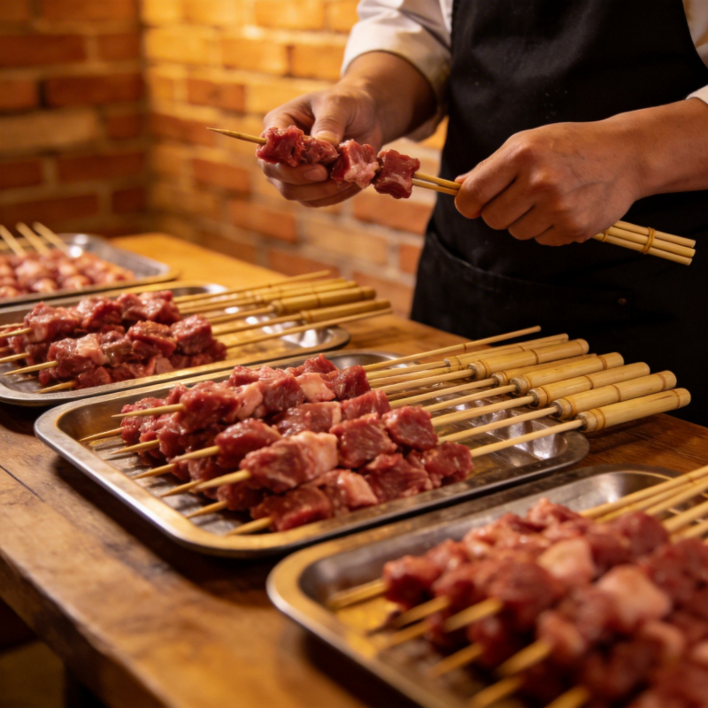 串肉准备中图片