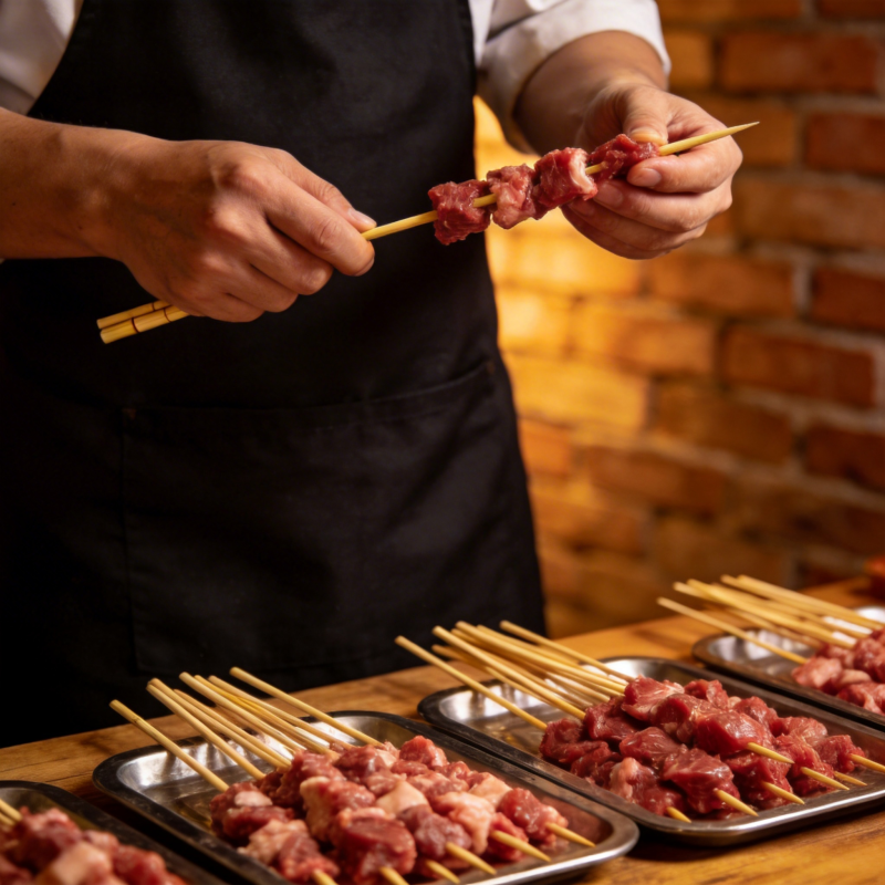 串肉准备中图片