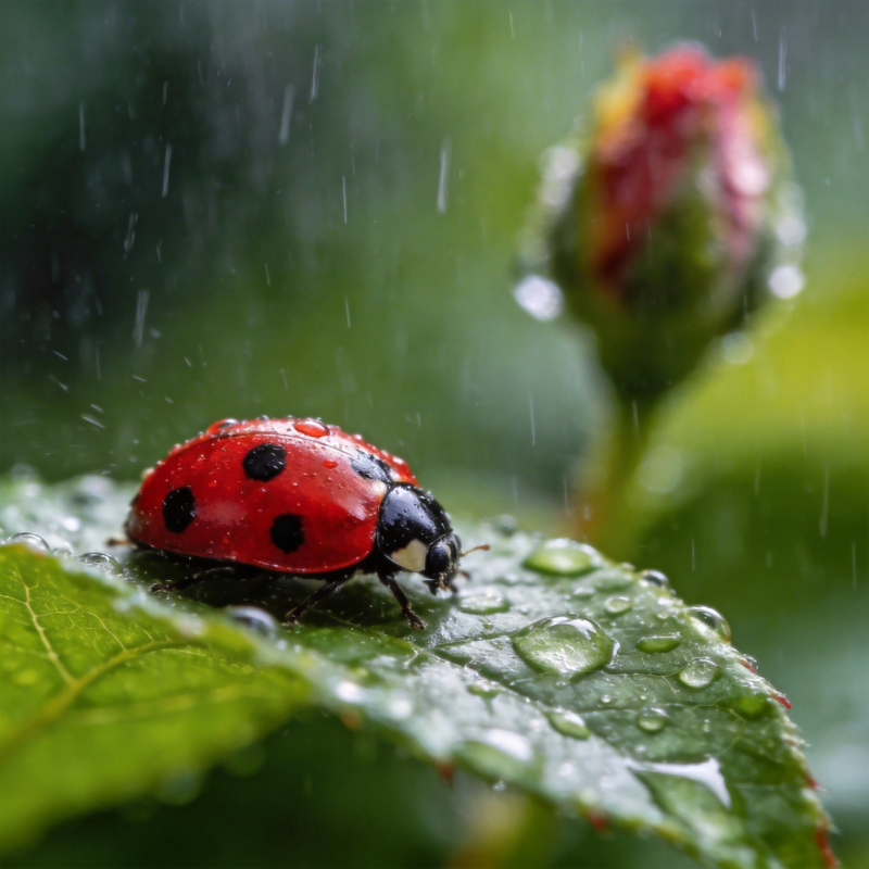 雨中瓢虫图片