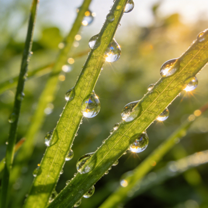 晨露晶莹叶上栖图片