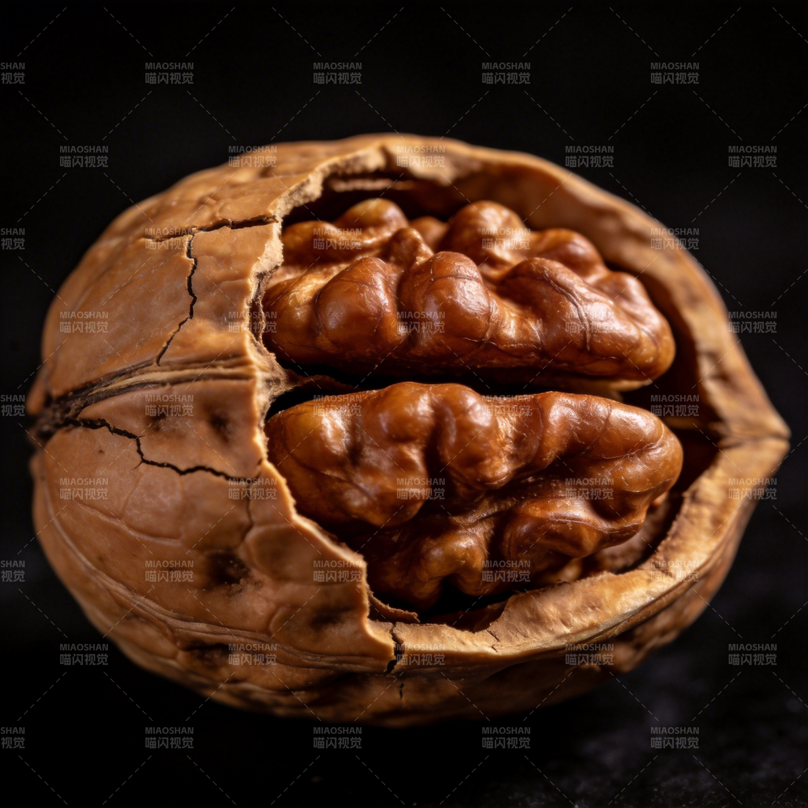 核桃裂开露出果仁图片